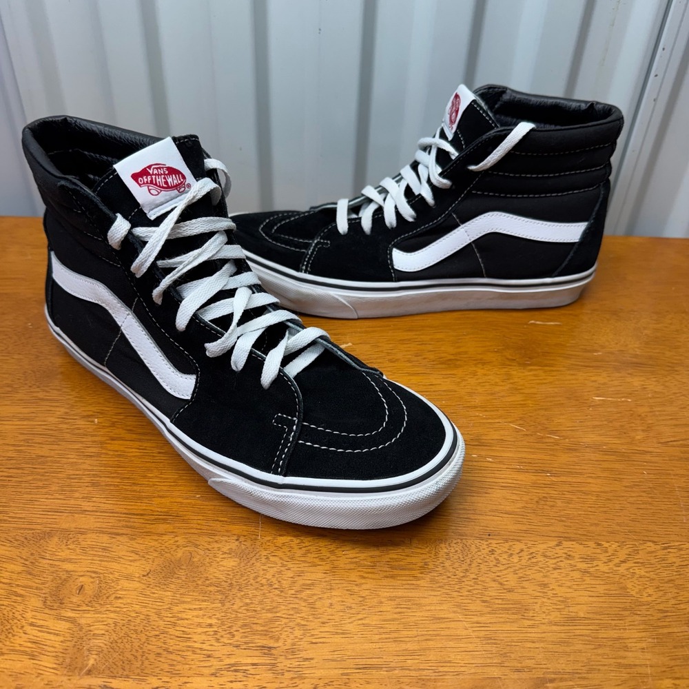 Vans Sk8-Hi High Top Sneakers Mens 11 Black White Suede Canvas VN000D5IB8C
